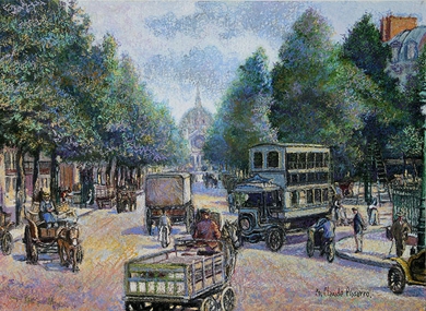 H. Claude Pissarro - L'Autobus à Imperial du Boulevard Malsherbes