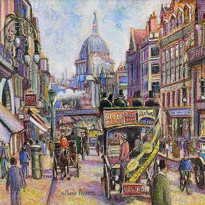 Fleet Street - H. Claude Pissarro (b. 1935 - )