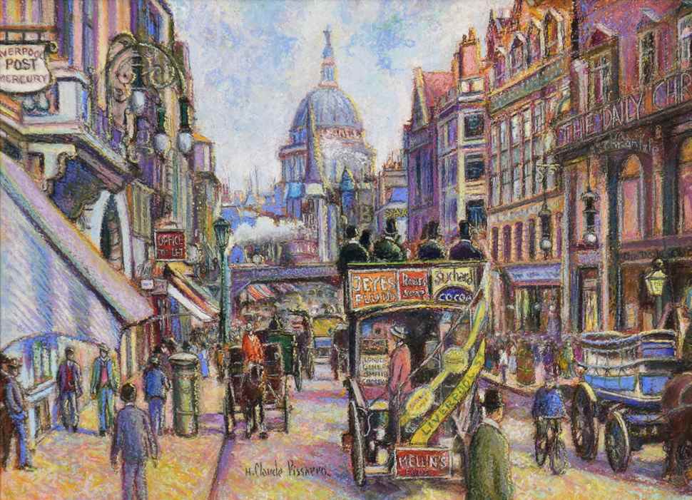 Fleet Street - H. Claude Pissarro (b. 1935 - )