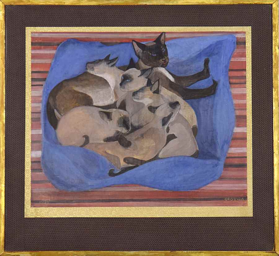 Siamese Cat with Kittens
 - Orovida Pissarro (1893 - 1968)