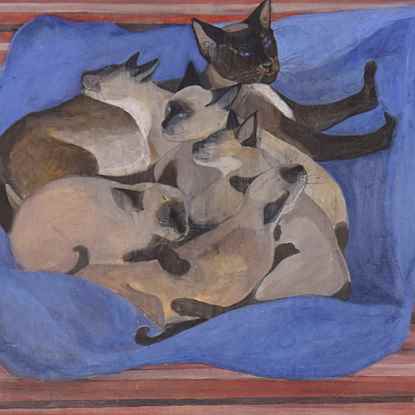 Siamese Cat with Kittens
 - Orovida Pissarro (1893 - 1968)