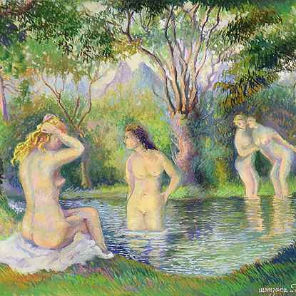 Baigneurs sur la riviere - Georges Manzana Pissarro (1871 - 1961)