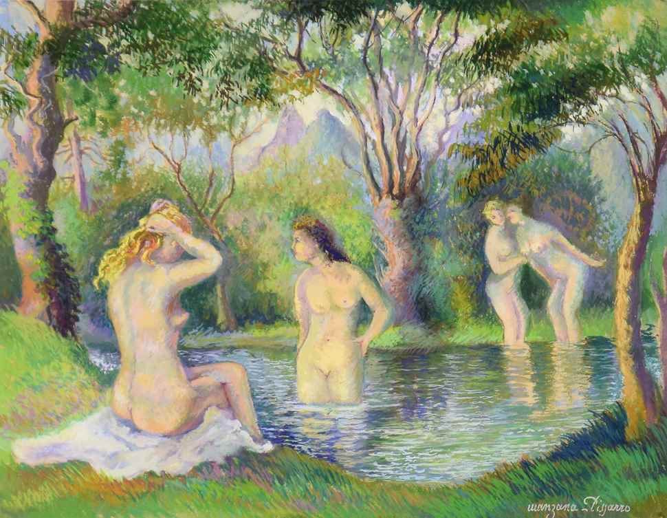 Baigneurs sur la riviere - Georges Manzana Pissarro (1871 - 1961)