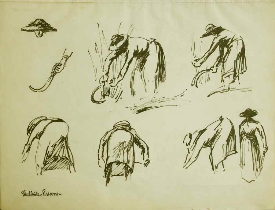 Etude d'une Maraîchère coupant l'herbe - Paulémile Pissarro (1884 - 1972)