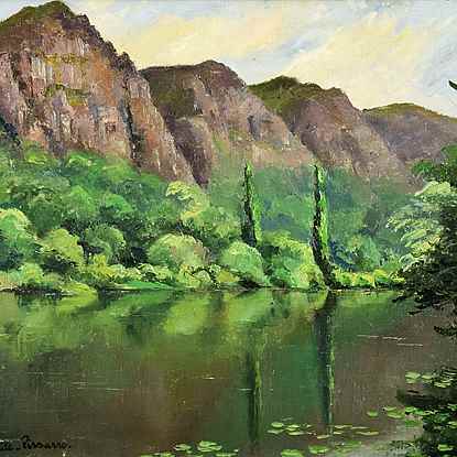 Montagnes au Bord d'une Rivière - Paulémile Pissarro (1884 - 1972)