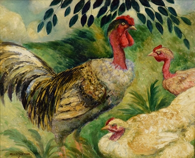 Georges Manzana Pissarro - Cou Cou nu et ses poules