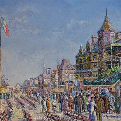 En Fin de Matinée, les Planches (Deauville) - H. Claude Pissarro (b. 1935 - )