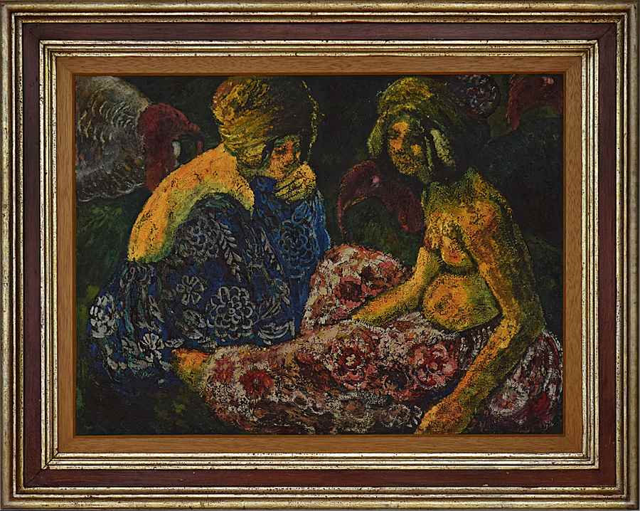 Scène Orientaliste, Deux Femmes Assises et Dindons - Georges Manzana Pissarro (1871 - 1961)