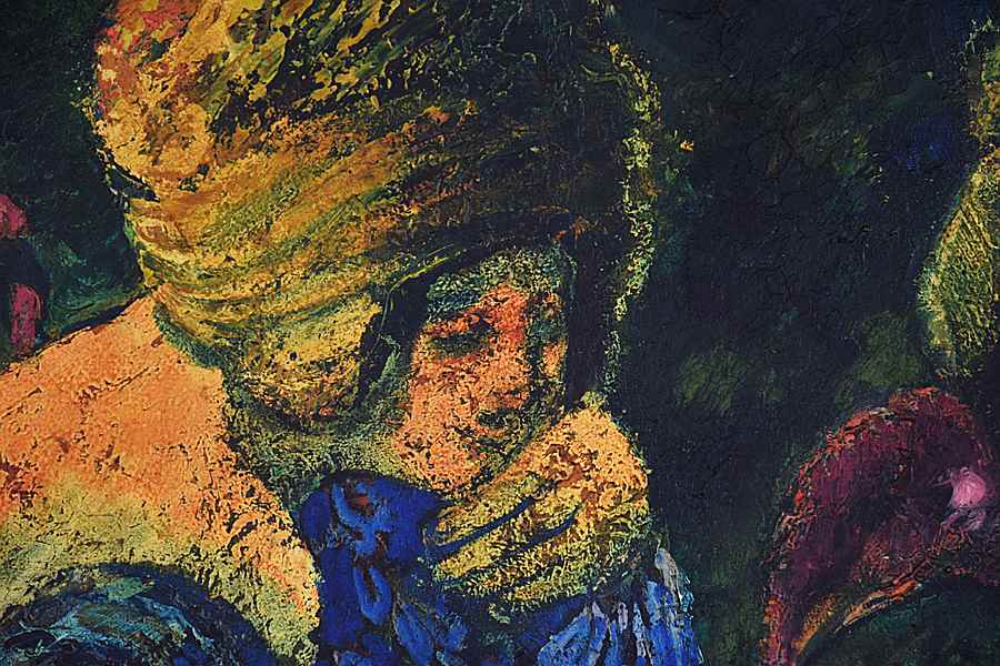 Scène Orientaliste, Deux Femmes Assises et Dindons - Georges Manzana Pissarro (1871 - 1961)