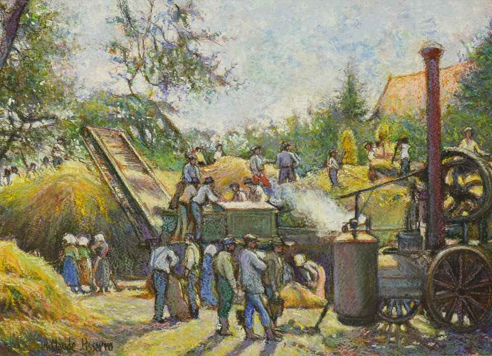 Battage a la Taillerie - H. Claude Pissarro (b. 1935 - )