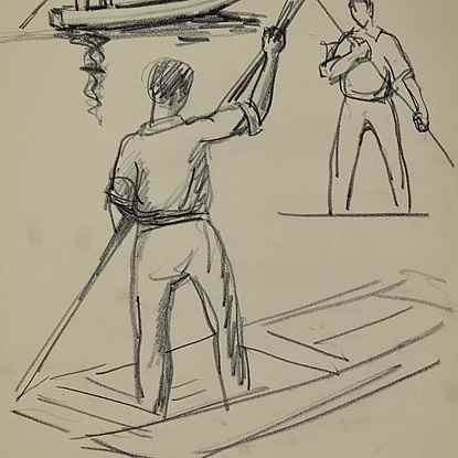 Hommes Pagayant - Paulémile Pissarro (1884 - 1972)