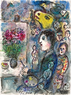 Marc Chagall - Peintre au Chevalet au Bouc Jaune