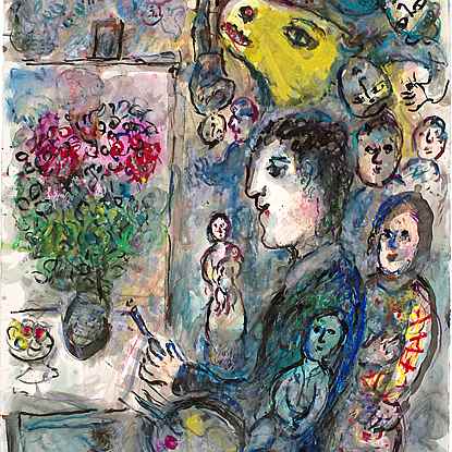 Peintre au Chevalet au Bouc Jaune - Marc Chagall (1887 - 1985)