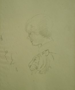 Orovida Pissarro - A Study of Human Head and Tiger