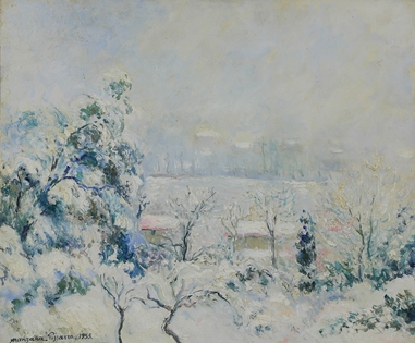 Georges Manzana Pissarro - Vue de la Fenêtre de l'Artiste, Menton Carei sous la Neige