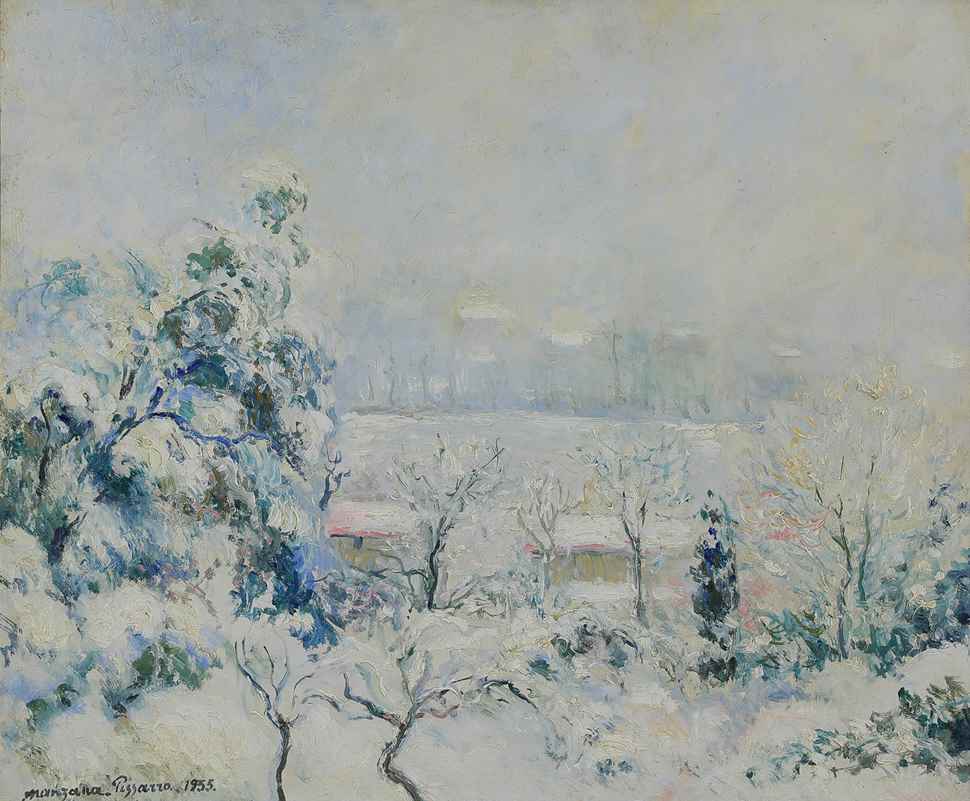 Vue de la Fenêtre de l'Artiste, Menton Carei sous la Neige - Georges Manzana Pissarro (1871 - 1961)
