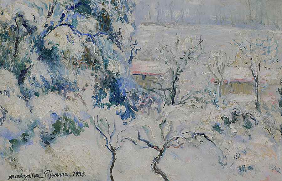 Vue de la Fenêtre de l'Artiste, Menton Carei sous la Neige - Georges Manzana Pissarro (1871 - 1961)