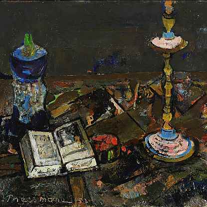 Still Life with Candlestick and Book - Joseph Pressmane (1904 - 1967)