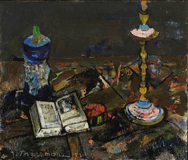 Joseph Pressmane - Still Life with Candlestick and Book