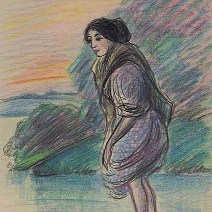 Woman Paddling - Félix Pissarro (1874 - 1897)