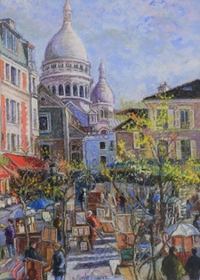 H. Claude Pissarro - Les Parasols Blancs - Montmartre