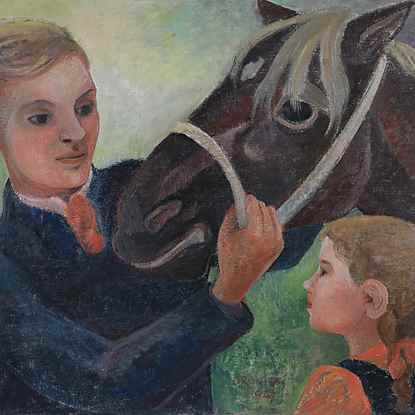 Father, Daughter and Horse - Orovida Pissarro (1893 - 1968)