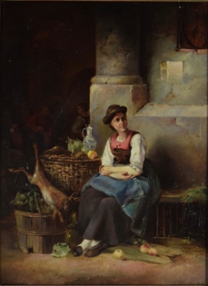German School - Girl with Fruit and Hare