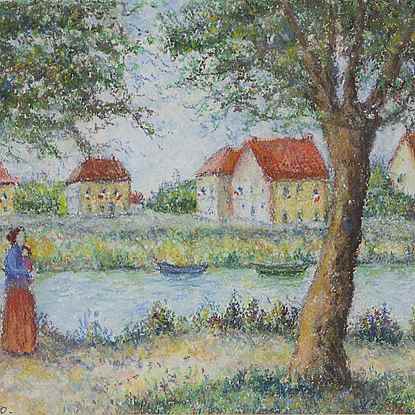 Le 14 juillet au bord de la Seine - Lélia Pissarro, Figurative (b. 1963 - )