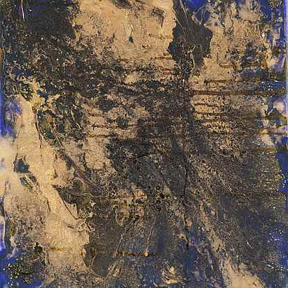 Abstract Composition in Blue & Gold 2 - Lélia Pissarro, Contemporary (b. 1963)