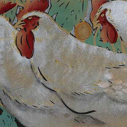 Three Cockrels - Georges Manzana Pissarro (1871 - 1961)