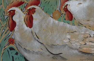 Georges Manzana Pissarro - Three Cockrels