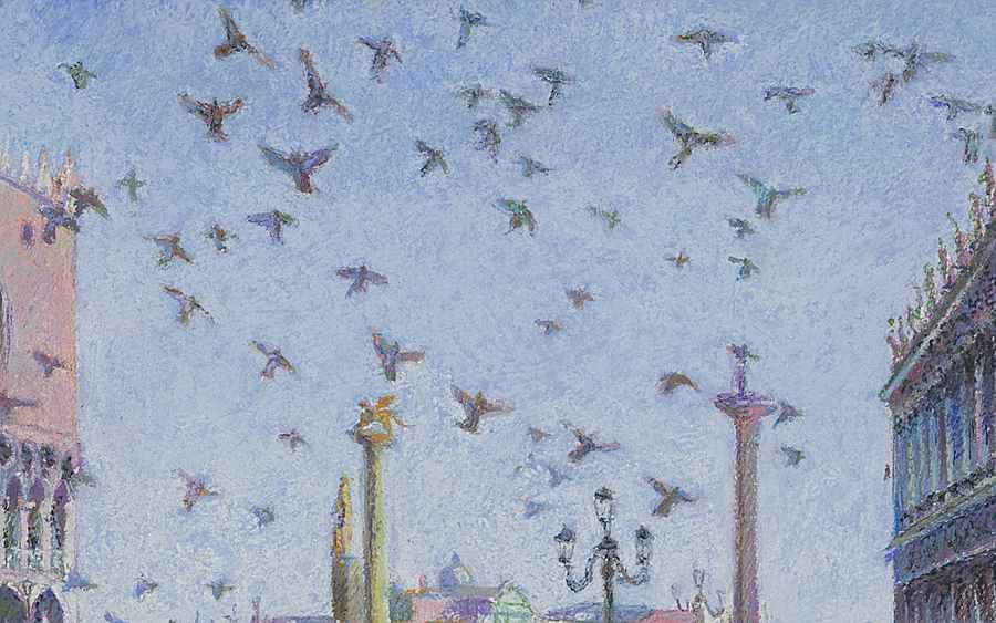 Les Pigeons de Venise - H. Claude Pissarro (b. 1935 - )