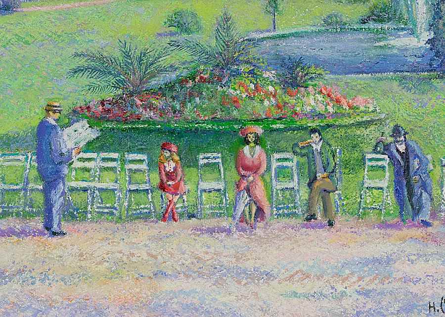 Sieste au Jardin Public - H. Claude Pissarro (b. 1935 - )