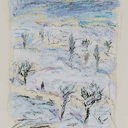 Promenade dans la Neige - Hugues Pissarro dit Pomié (b. 1935 - )