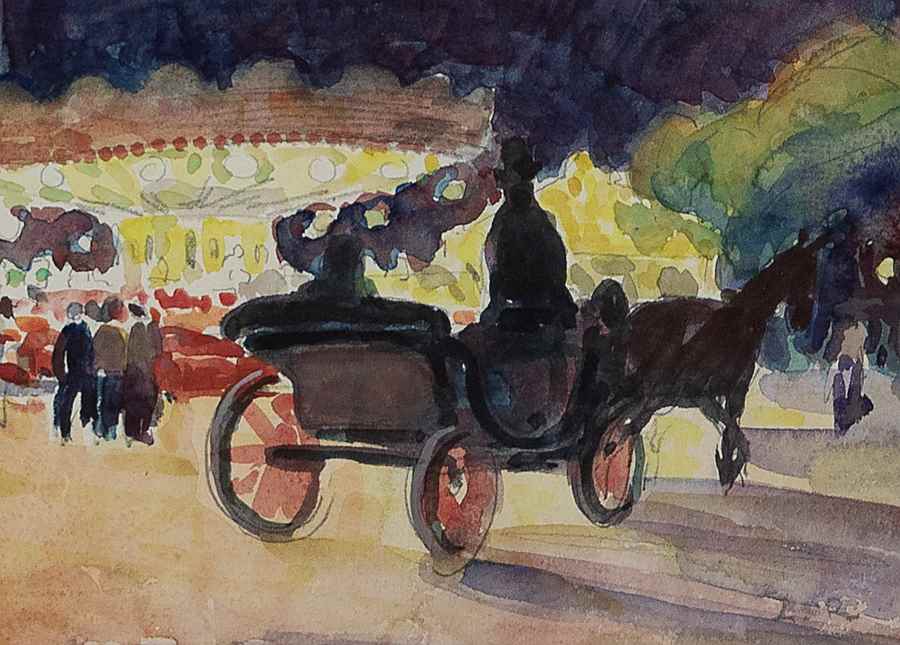 Calèche devant un Manège - Ludovic-Rodo Pissarro (1878 - 1952)