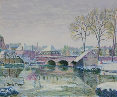 H. Claude Pissarro - Le Pont Rose sous la Neige - Châteaudun
