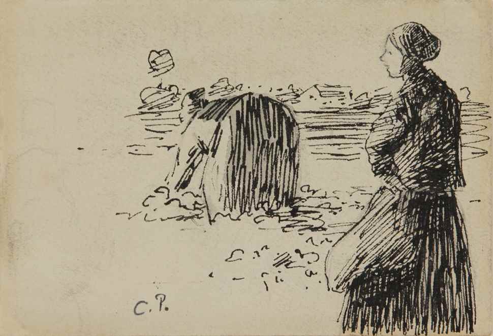 Deux paysannes dans un champ - Camille Pissarro (1830 - 1903)