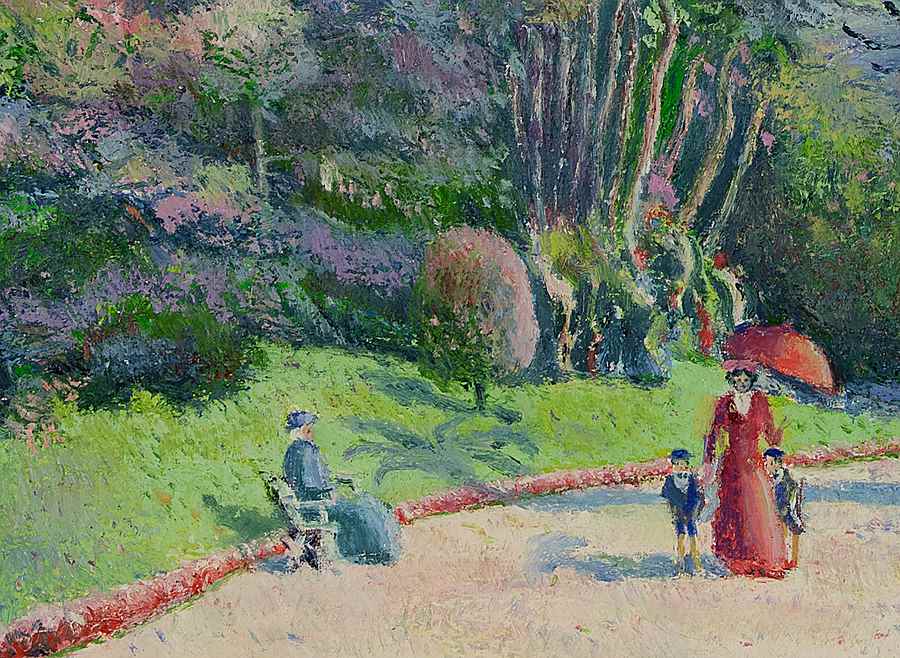L'Heure de la Promenade (Monte-Carlo) - H. Claude Pissarro (b. 1935 - )