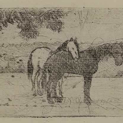 Two Horses in a Field - Félix Pissarro (1874 - 1897)