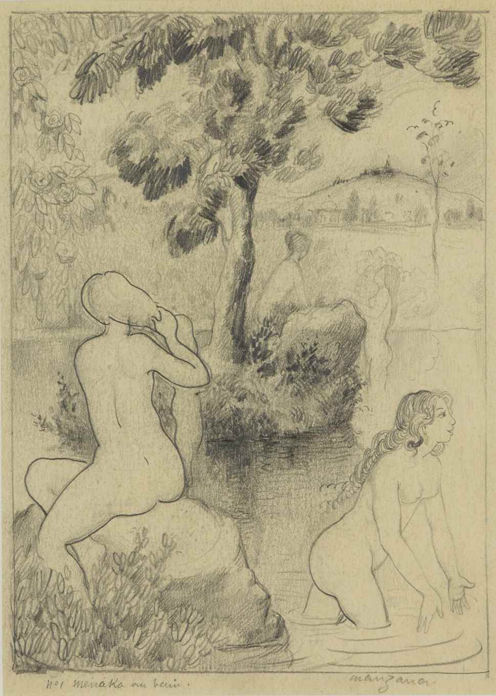 Menaka au bain - Georges Manzana Pissarro (1871 - 1961)