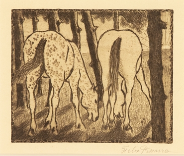 Félix Pissarro - Two Horses Grazing under the Trees