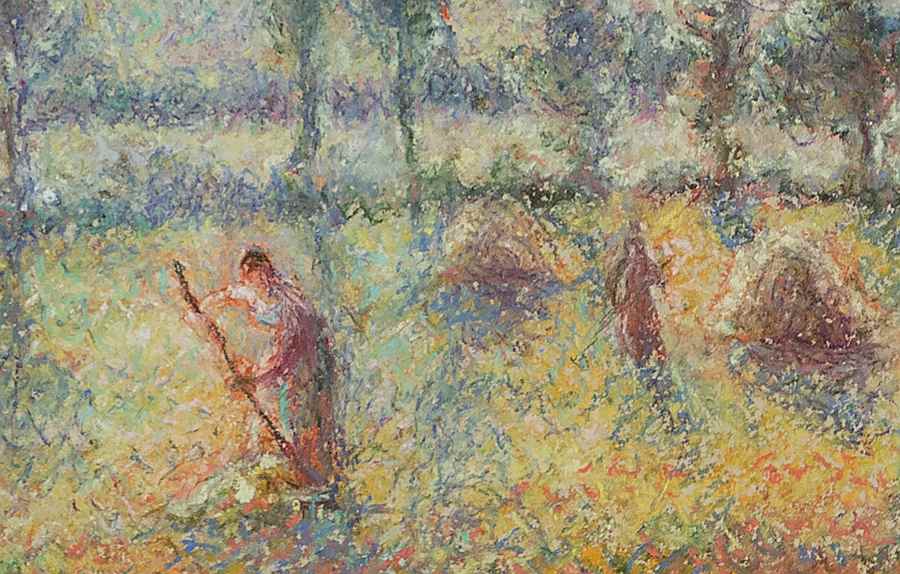 Femmes aux foins dans le couchant - H. Claude Pissarro (b. 1935 - )