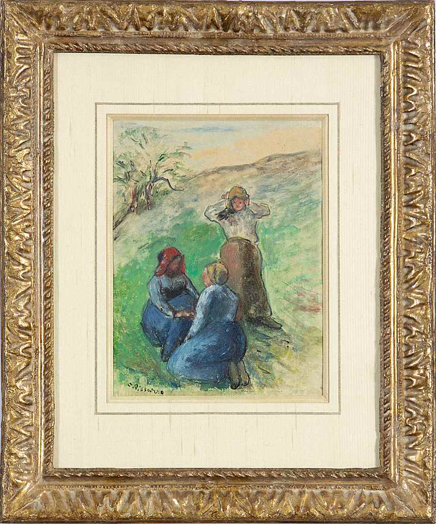 Trois paysannes, deux agenouillées et une debout - Camille Pissarro (1830 - 1903)