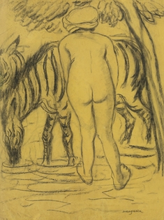 Georges Manzana Pissarro - Jeune Femme de Dos au Zèbre