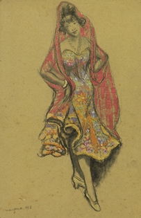 Georges Manzana Pissarro - Elégante au Châle Rose