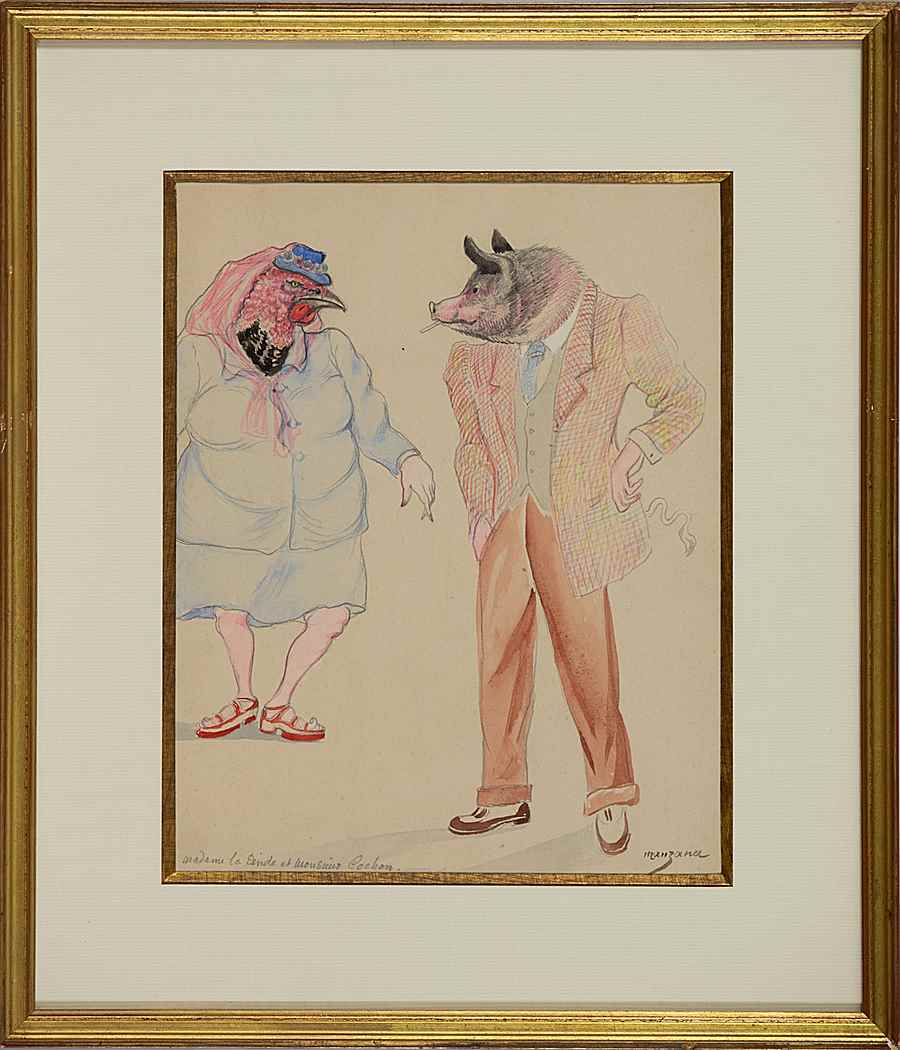 Madame la Dinde et Monsieur Cochon - Georges Manzana Pissarro (1871 - 1961)