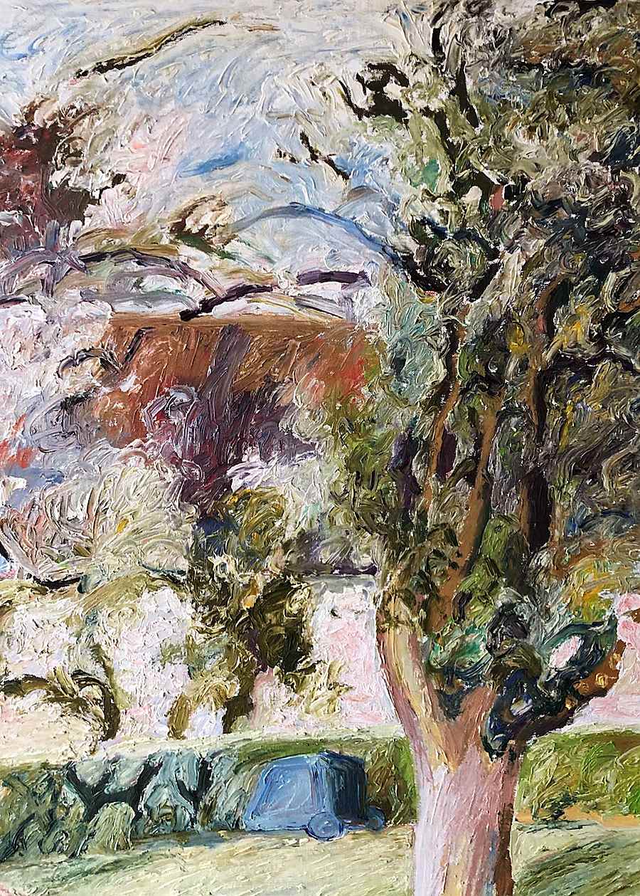 Les maisons des voisins, au début du printemps, à Mareil - Hugues Pissarro dit Pomié (b. 1935 - )