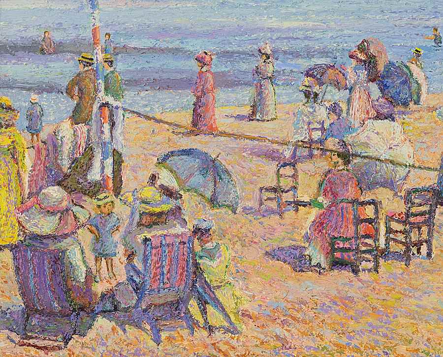 La Plage d'Houlgate en Auge (Normandie) - H. Claude Pissarro (b. 1935 - )