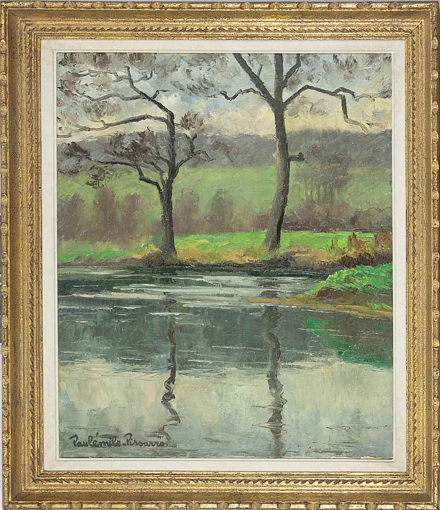 Les deux arbres au bord de la rivière dans la forêt de Lyons - Paulémile Pissarro (1884 - 1972)
