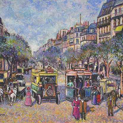 Les Autobus du Boulevard Bonne-Nouvelle - H. Claude Pissarro (b. 1935 - )